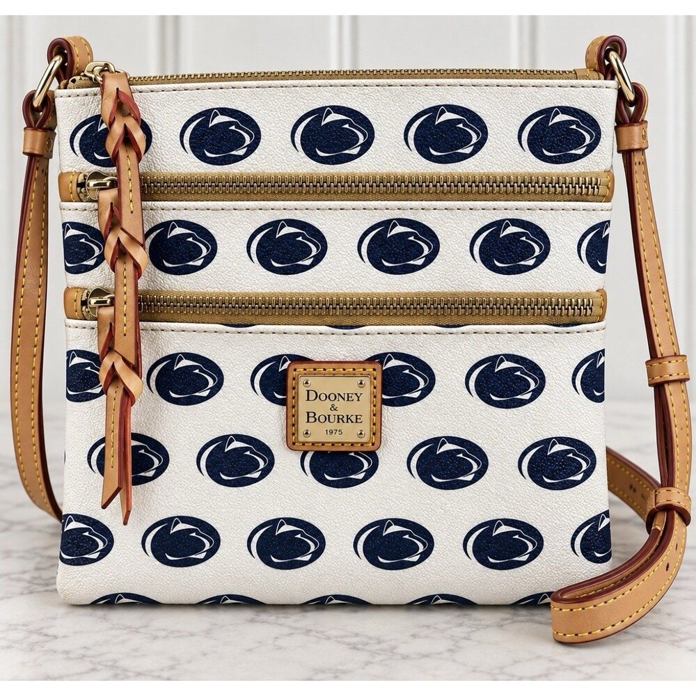 Dooney & Bourke Penn State Nittany Lions Triple Zip Crossbody Bag White FLAW